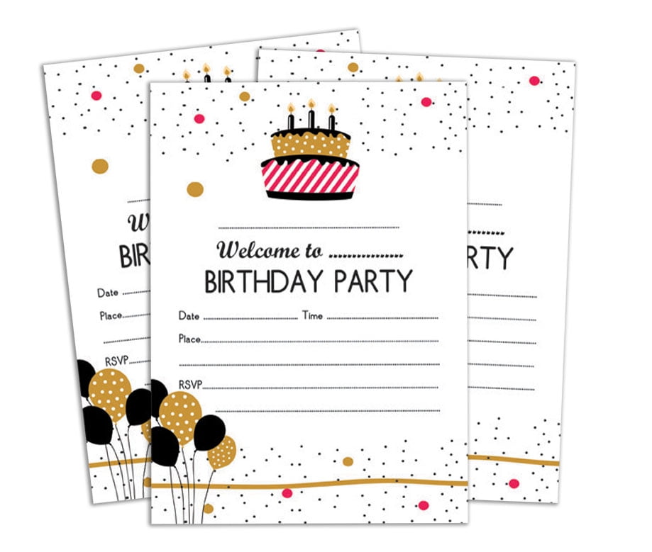 Darling Souvenir White Birthday Invitation Card Printable Elegant Fill or  Write In Blank Party Invites 28 Pcs 5 x 7 Inches - Walmart.com
