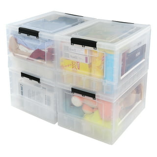Sandmovie 50 Quart Plastic Large Clear Storage Box with Lid and Wheels, 4  Packs 