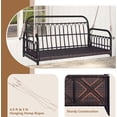 thumbnail image 5 of DORTALA 2-Person Porch Swing Outdoor, Patio Wicker Hanging Swing Bench with Cushions, Metal Frame, Ropes, 880 LBS Capacity, Rattan Swing Loveseat for Garden Poolside Backyard, Mix Brown+Off White, 5 of 7