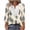 Khaki#4, variant on Women's Bohemian 3/4 Sleeve V-Neck Lace Trim Blouse, Colorful Printed Vacation Top, Loose Fit Flowy Shirt, Peasant Style, Plus Size S-2XL, Beach & Casual Wear