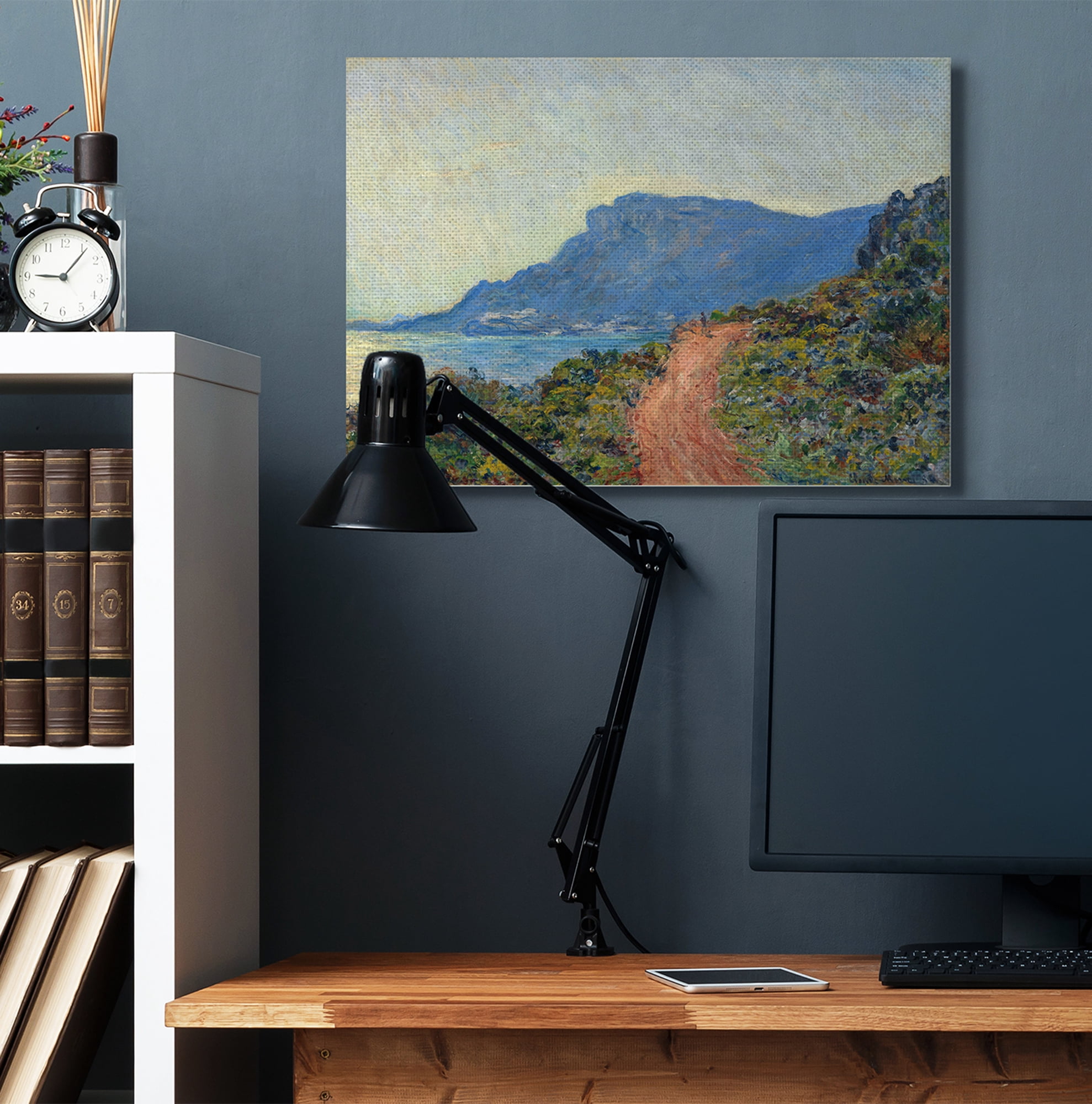 Stupell Home Décor Cliff Road Ocean Mountain Landscape Classic Painting Canvas Wall Art by Claude Monet