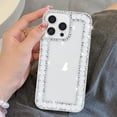 thumbnail image 3 of for iPhone 14 Pro Max Bling Case with Strap, Luxury Glitter Rhinestone Diamond Crystal Sparkle Rose Flower Floral Bracelets Soft Bumper Protective Case Cover for Women Girls White, 3 of 14