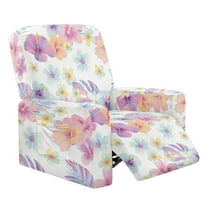 HELLHERO Hibiscus Print Reclining Stretch Sofa Slipcover 4 Piece Recliner Cover 1 Seat Extra Large Cover for Recliner Chair with Foot Rest