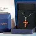 thumbnail image 5 of Gem Stone King 925 Sterling Silver Orange Sapphire Cross Pendant Necklace for Women | 3.30 Cttw | Gemstone September Birthstone | Oval 6X4MM | With 18 inch Chain, 5 of 6