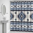 thumbnail image 5 of Blue Southwestern Shower Curtain for Bathroom Decor, Native Aztec Ethnic Style Geometric Waterproof Fabric Shower Curtain, 72"x78" Set with 12 Hooks, 5 of 9