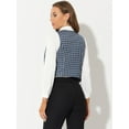 thumbnail image 4 of DARING DIVA Women's Cinched Waist Asymmetric Stretchy Plaid Jacket L Dark Blue, 4 of 6