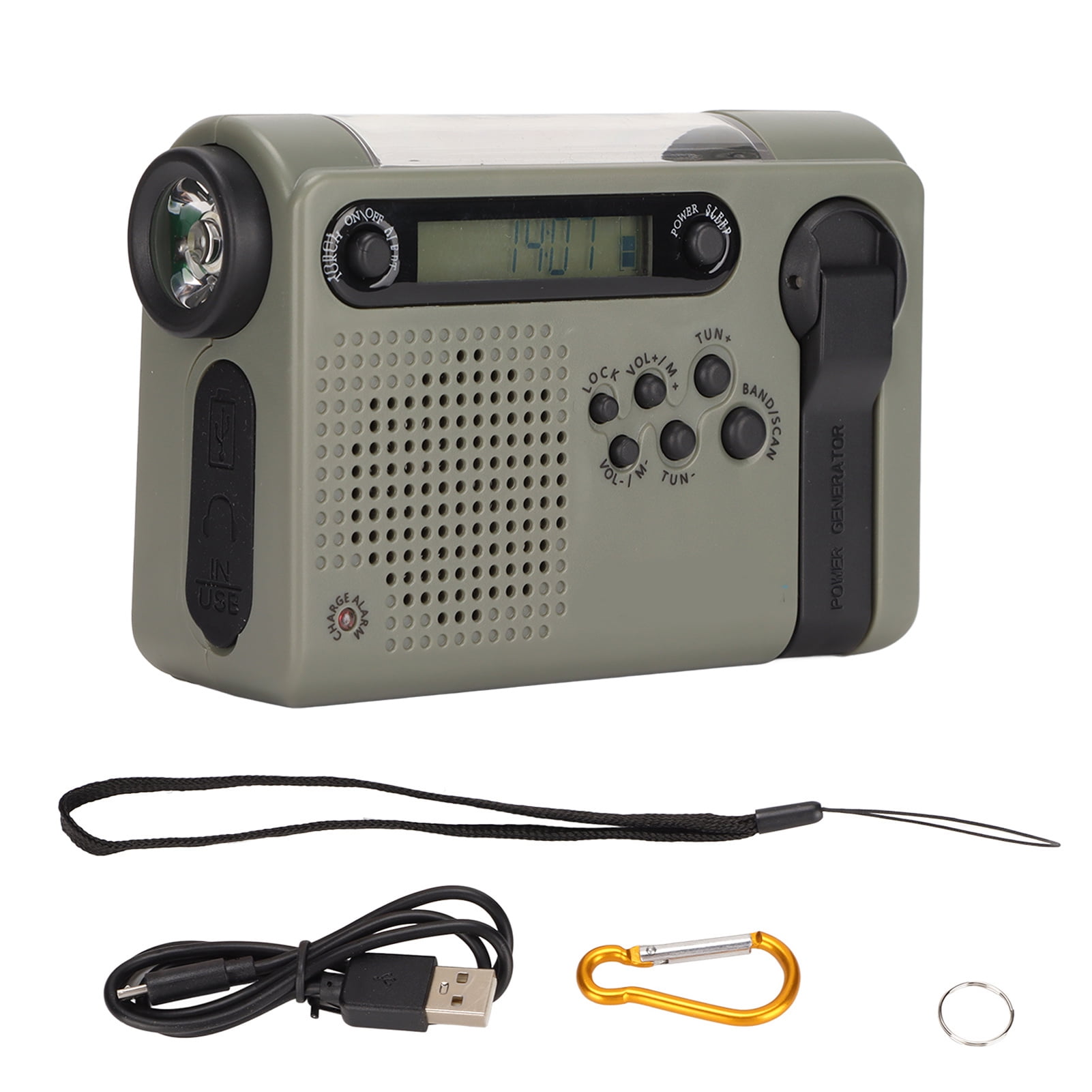 Emergency Radio Portable SOS Alarm Large Memory Capacity FM AM SW Solar Charging Full Band RadioBlack Green