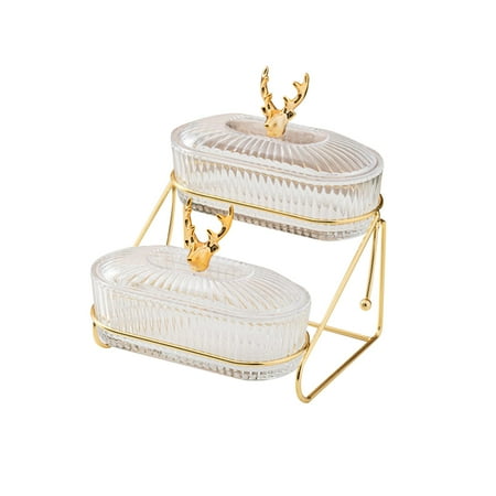 

Dried Fruit Salad Plate Luxury snack plates with Rack Home Decorative Platter 2 Layer Nuts Tray Dried Fruit Plate