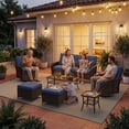 thumbnail image 5 of Sunmthink 7-Piece Patio Furniture Set, High Back Swivel Rocker Chairs with Thick Cushions, Wicker Rattan Outdoor Sectional Sofa with Coffee Table & Ottoman, Blue, 5 of 7
