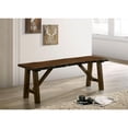 thumbnail image 3 of 53.875 Inch Rustic Walnut Finish Live Edge Solid Wood Dining Bench, Distressed Rubberwood Bench with Angled A-Frame Legs for Farmhouse Dining Room Entryway, 3 of 10