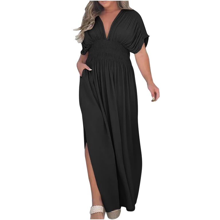 Women Dresses Women Summer Fashion Short Sleeve Vent Round-Neck Casual Dress Boho Dresses for Women Plus Size Black XL - Walmart.com Women Dresses Women Summer Fashion Short Sleeve Vent Round-Neck Casual Dress Boho Dresses for Women Plus Size Black XL - Walmart.com