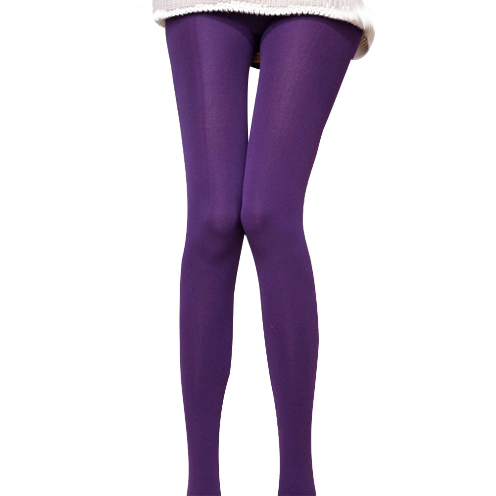 Lady Women Winter Warm Stockings Pantyhose Panty Hose Tights Step On Stretchy Leggings Purple