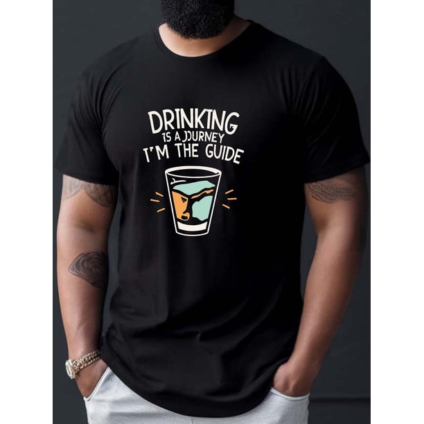 Camiseta para hombre con arrugas al beber (corte en el hombro)