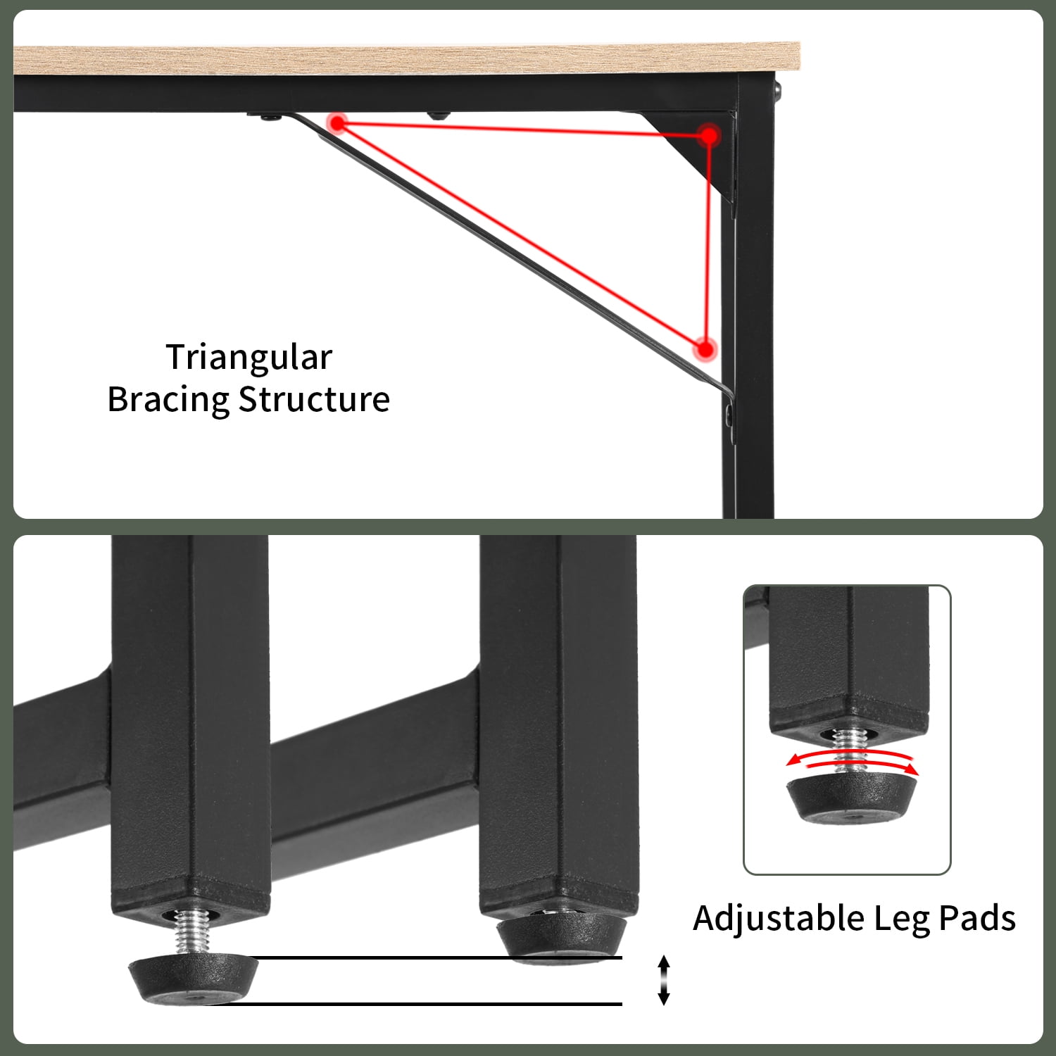 BestOffice 47.2 inches Computer Desk,Modern Simple Style PC Desk with Metal Frame，Nature