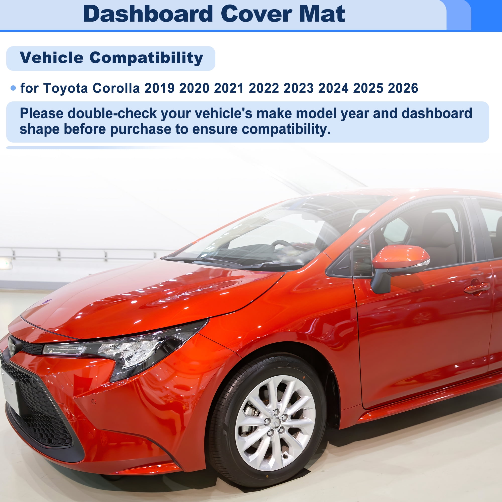 Dashboard Cover for Toyota Corolla 2019-2026 Interior Polyester Dash Cover Mat Pad Carpet Non-Slip Dashboard Protector Sunshine UV & Heat Resistant Black