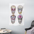 thumbnail image 1 of Sugar Skull Decor Tapestry, Mexican Style Traditional Sugar Skulls Set Hearts Ornate Floral Motifs, Wall Hanging for Bedroom Living Room Dorm Decor, 40W X 60L Inches, Multicolor, by Ambesonne, 1 of 2