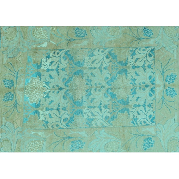 Ahgly Company Indoor Rectangle Oriental Light Blue Traditional Area Rugs, 2' x 4'
