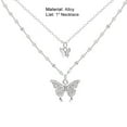 thumbnail image 3 of Yesbay Women Necklace Double Layers Butterfly Shape Rhinestone Lady Pendant for Gift, 3 of 5