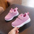 thumbnail image 5 of pwidon Toddler Velcro Strap Sneakers Breathable Knit Mesh Non Slip Flexible Kids Walking School Shoes Pink 22, 5 of 7