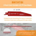 thumbnail image 5 of BATHTOI 8 Pack 6 inch 6/12 Tpi Reciprocating Saw Blades for Wood and Nail-Embedded Wood Cutting, 5 of 7