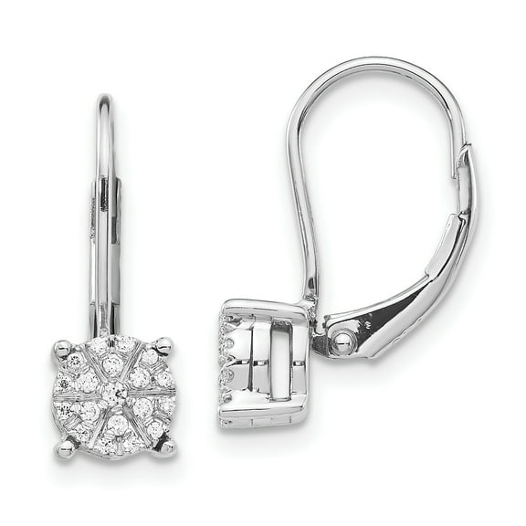 14K White Gold Diamond Leverback Earrings (0.148Ct)