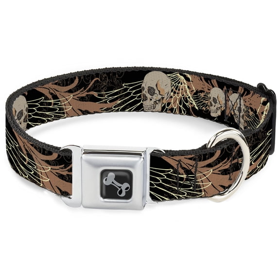 Buckle-Down Pet Collar, Dog Collar Metal Seatbelt Buckle, Buckle Down Die Hard Skull Black Tans, 9.5 to 13 Inches 1.0 Inch Wide