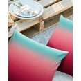 thumbnail image 2 of Pack of 2 Outdoor Pillow Covers, Turquoise Rose Red Stripe Gradient Waterproof Square Throw Pillowcase Cushion Decorative Pillow Covers for Couch Patio Tent, 16x16 in, 2 of 6