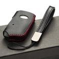 thumbnail image 4 of Vitodeco Genuine Leather Smart Key Fob Case Cover Compatible with Kia Stinger (2019-2023 Models) - 4-Button, Black/Red, 4 of 5