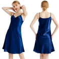 thumbnail image 2 of LYMAYTER Women's Satin Spaghetti Strap Nightgown V Neck Silk Slip Lingerie Dress Nightdress M-4XL, 2 of 8