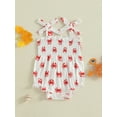 thumbnail image 2 of Suealasg Baby Girls Romper, Sleeveless Tie-up Crab Print Infant Bodysuit Summer Clothes for Casual Daily, 2 of 8