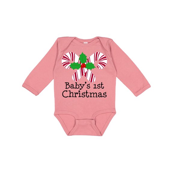 Inktastic Baby's 1st Christmas Candy Canes Boys or Girls Long Sleeve Baby Bodysuit