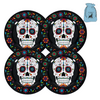 Day of the Dead Round Charger Plates 13 inches Sugar Skull Melamine Decorative Plates for Halloween Autumn Harvest Table Decor Reusable Platter Tableware Dinner Holiday Indoor Outdoor Events Set of 4