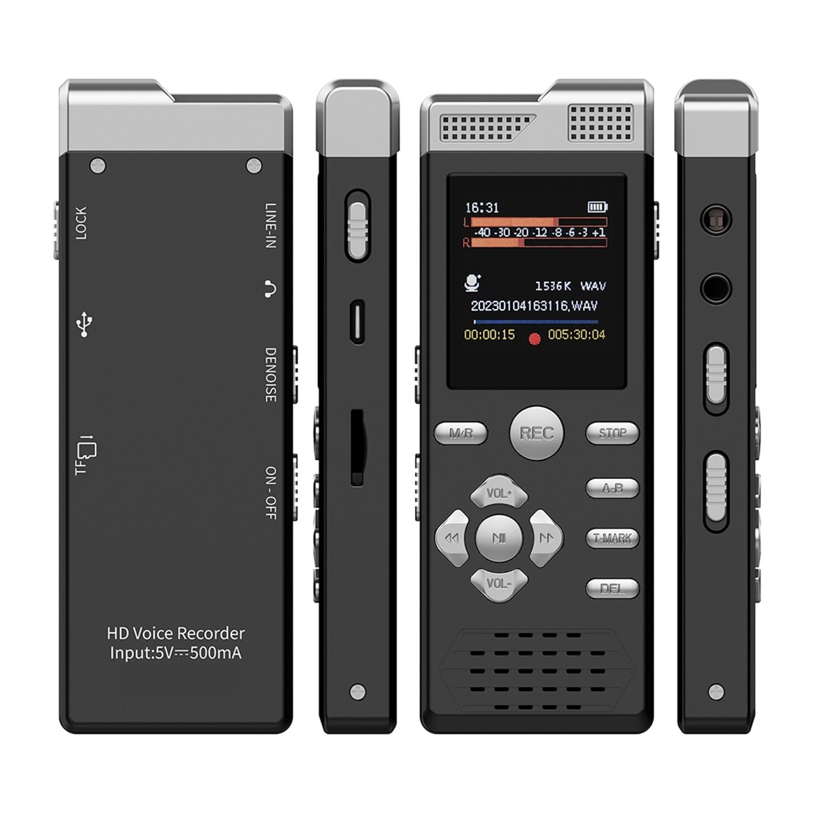 Voice Activated Dual Microphone Recording Password Protection Digital Voice Recorder  Music Player