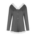 thumbnail image 4 of Elainilye Fashion Fall Pajamas For Women Christmas Snowflake Feather Trim Button Front Adult Onesie Home Wear Siamese Pajamas Sleepwear,Gray, 4 of 5