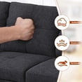 thumbnail image 5 of AENKYO 98" L-Shaped Sectional Sofa with Reversible Chaise, Storage Ottoman & Cup Holders, Charcoal Gray, 5 of 7