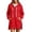 A-Red, variant on SYwaren Longline Hoodie for Women Button Drawstring Pullover Side Slit Sweatshirt Pockets Solid Color Tops