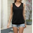 thumbnail image 5 of Women's Sleeveless V-Neck Tank Top Loose Fit Basic T-Shirt｜Soft Lightweight Summer Casual Blouse, 5 of 6