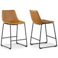 thumbnail image 3 of Set of 2 Barker Gray Fabric Tufted Bar Stool with Black Iron Legs, 3 of 7