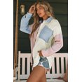thumbnail image 4 of Chemise Rose Colorblock Froissée avec Poches pour Femmes, 4 of 17