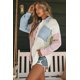thumbnail image 2 of ABPHQTO Camisa rosa con bolsillos arrugados colorblock de mujer, 2 of 5