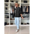 thumbnail image 4 of Women'S Quilted Jacket Oversized Solid Color Long Sleeve Zip Up Casual Jacket with Pockets Black XL, 4 of 8