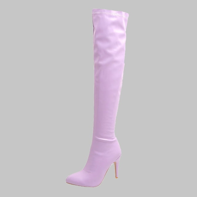 LSLJS Bottes Cuissardes à Talons Hauts pour Femmes, Chaussures pour Femmes Aguichant d'Hiver à Bout Pointu à Talons Hauts Fins, Bottes Hauteur Genou pour Femmes