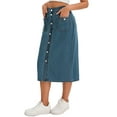 thumbnail image 4 of INSPIRE CHIC Women's Denim Skirt Button Down Front Slit with Pockets High Waist Pencil Skirt Midi Jean Skirts S Retro Blue, 4 of 6