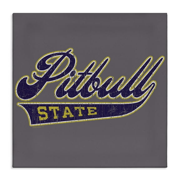 Stupell Industries Varsity Style Pitbull State Novelty & Humor Painting Wrapped Canvas Art Print Wall Art, 17 x 17