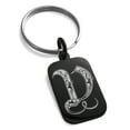thumbnail image 1 of Stainless Steel Letter V Initial Royal Monogram Engraved Small Rectangle Dog Tag Charm Keychain Keyring, 1 of 1