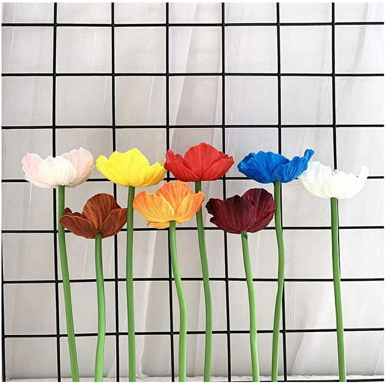 Zukuco 8 pcs Artificial Flowers Poppy Flowers, Outdoor No Fade Anemone PU Fake  Wild Flowers for Kitchen Table Centerpiece Vase,Home Greenery Wedding  Holding Flowers Backdrop Arch Wall 