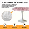 thumbnail image 6 of Pink Gray Flowers Elastic Fitted Round Table Cover Spring Pastoral Waterproof Outdoor Tablecloth for Holiday Party, Picnic, Patio & Dining Fits Tables Up to 45"-54", 6 of 8