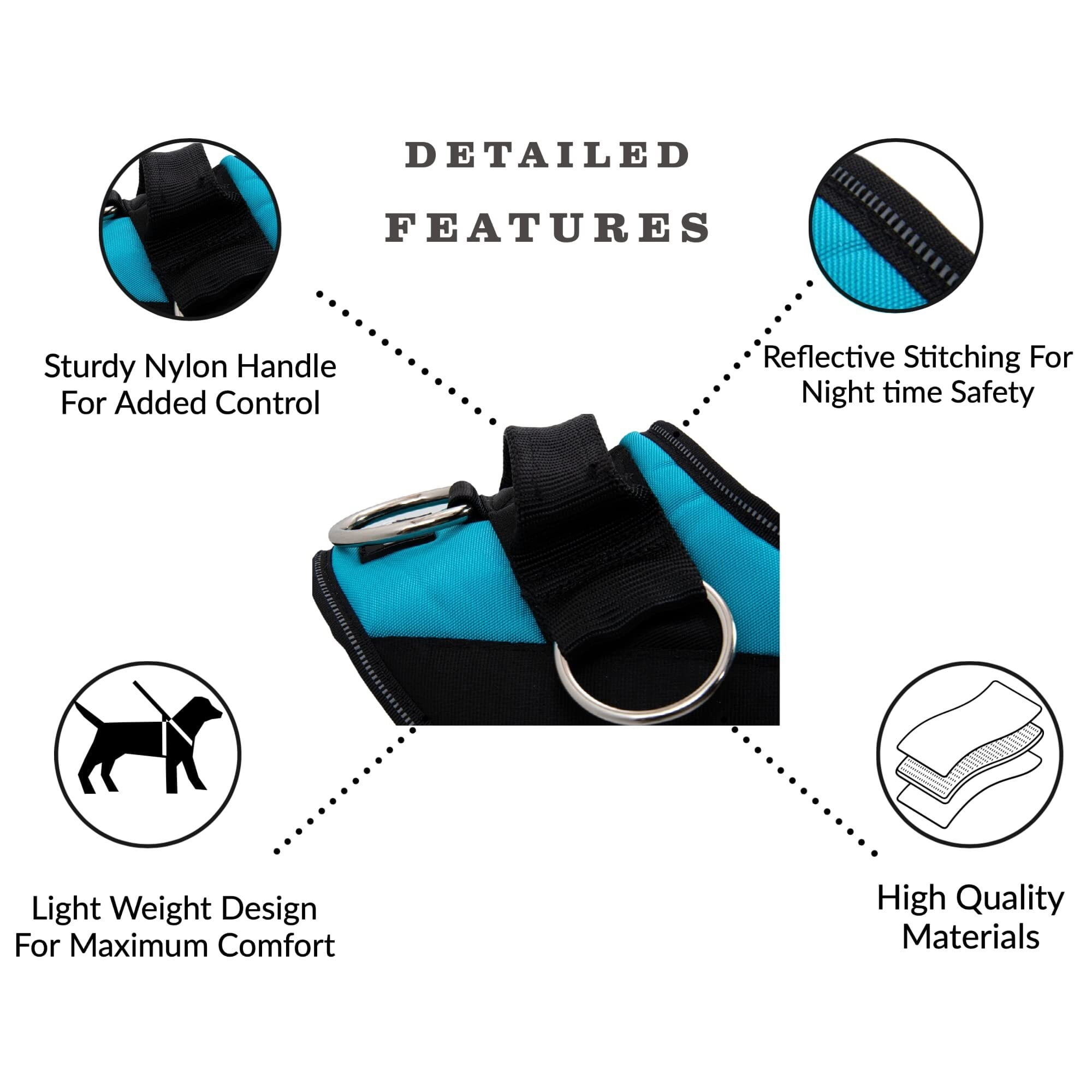 Essential Dog Harness, No-Pull Pet Vest with 3 Leash Clips, No Choke, Reflective, Adjustable and Padded, for Easy Walking and Training for Small, Medium and Large Dogs (Oceanic Blue, Medium)