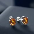 thumbnail image 3 of Gem Stone King 925 Sterling Silver Orange Red Madeira Citrine 6-Prongs Stud Earrings for Women Men (2.20 Cttw, Gemstone Birthstone, Oval 8X6MM), 3 of 4