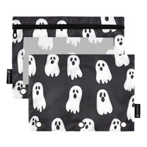 ALAZA 2 Pack Pencil Pouch Abstract Ghost Pencil Case for 3 Ring Binder Clear Window Pencil Bag Organizers